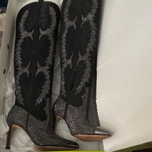 Gianni Bini Katyanna Two Black Rhinestone Boots